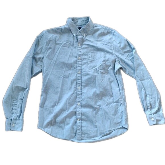 Gap Men’s Large Blue Long Sleeve Button Down Dress Shirt Classic Fit Cotton - Picture 1 of 4